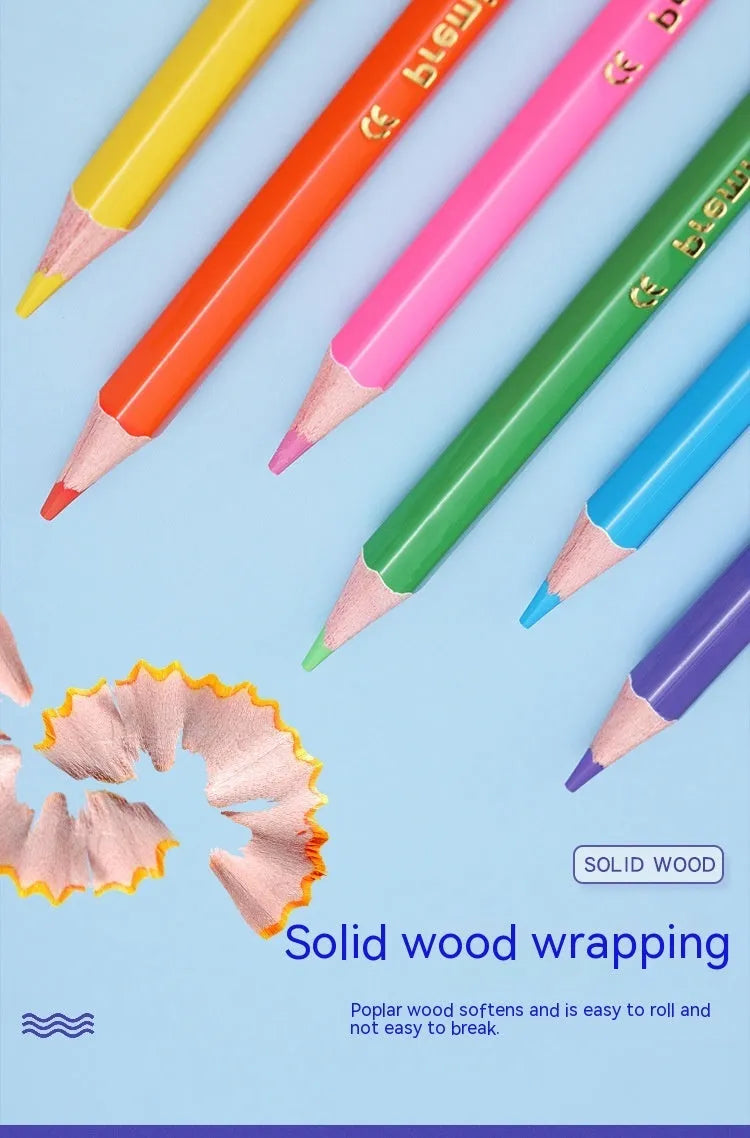 Set of wooden double-head colour pencils showing both pencil tip and brush-style colour lead tip.