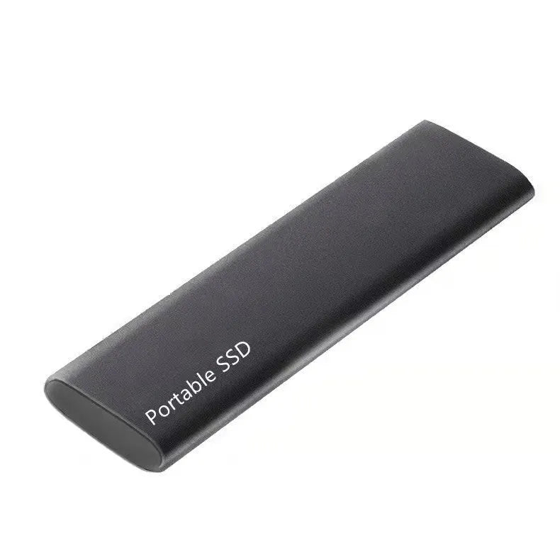 Ultra-thin metal external SSD hard drive in red, black, blue, or silver colour options.