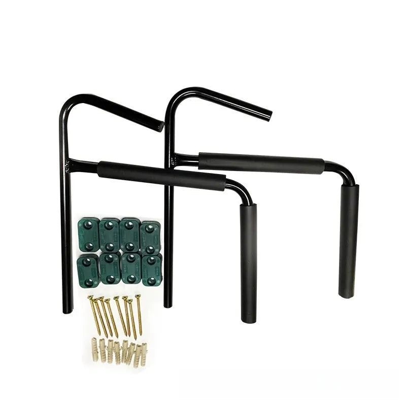 Carbon steel kayak and surfboard wall hanger storage rack with mounting hardware