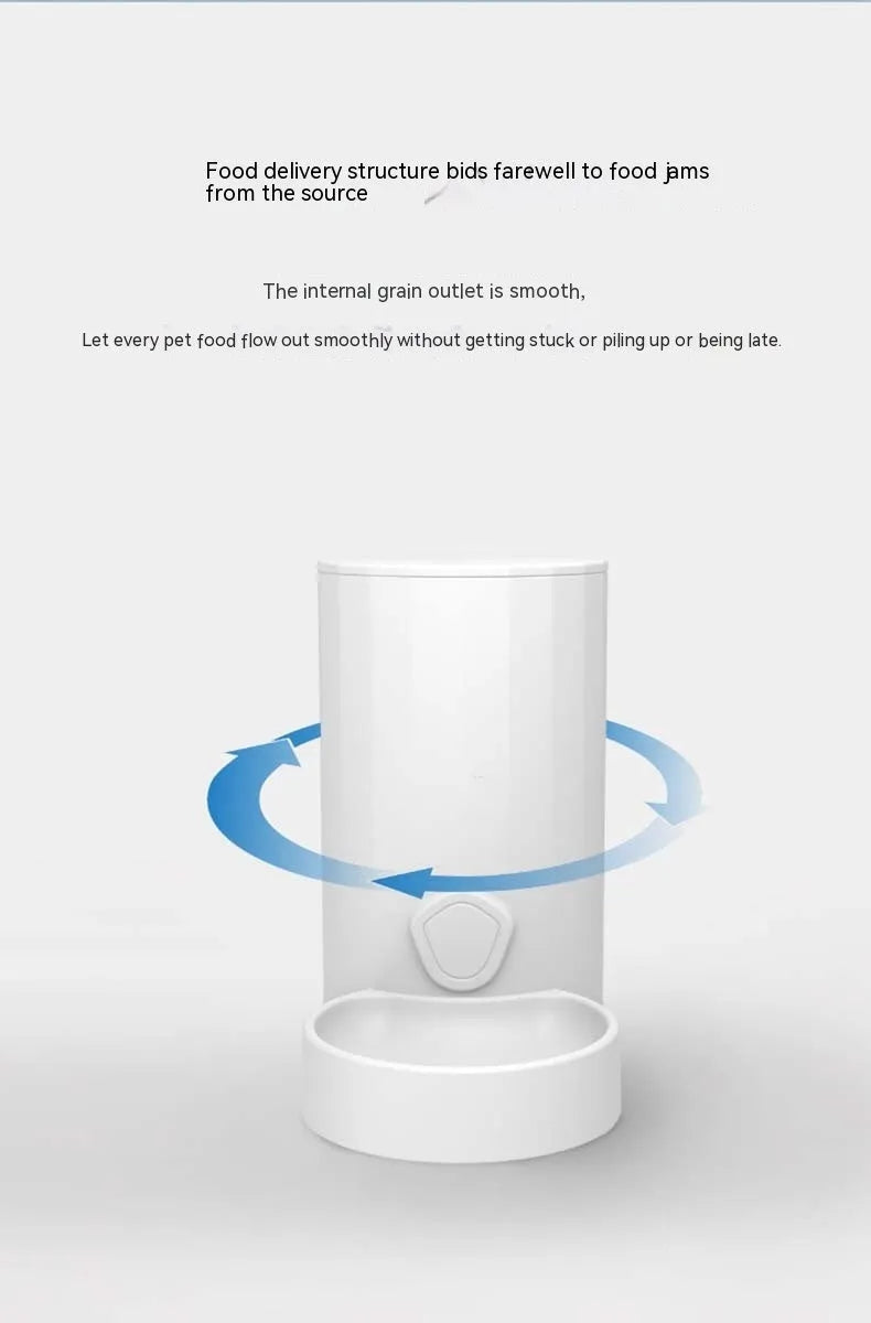 Cat water fountain automatic feeder set round white food grade PP plastic water dispenser and feeder on floor