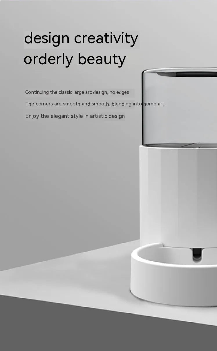Cat water fountain automatic feeder set round white food grade PP plastic water dispenser and feeder on floor