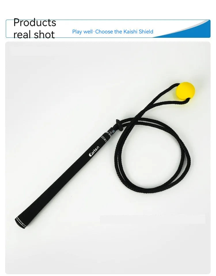 Black silicone elastic golf swing practice rope training aid for physical correction