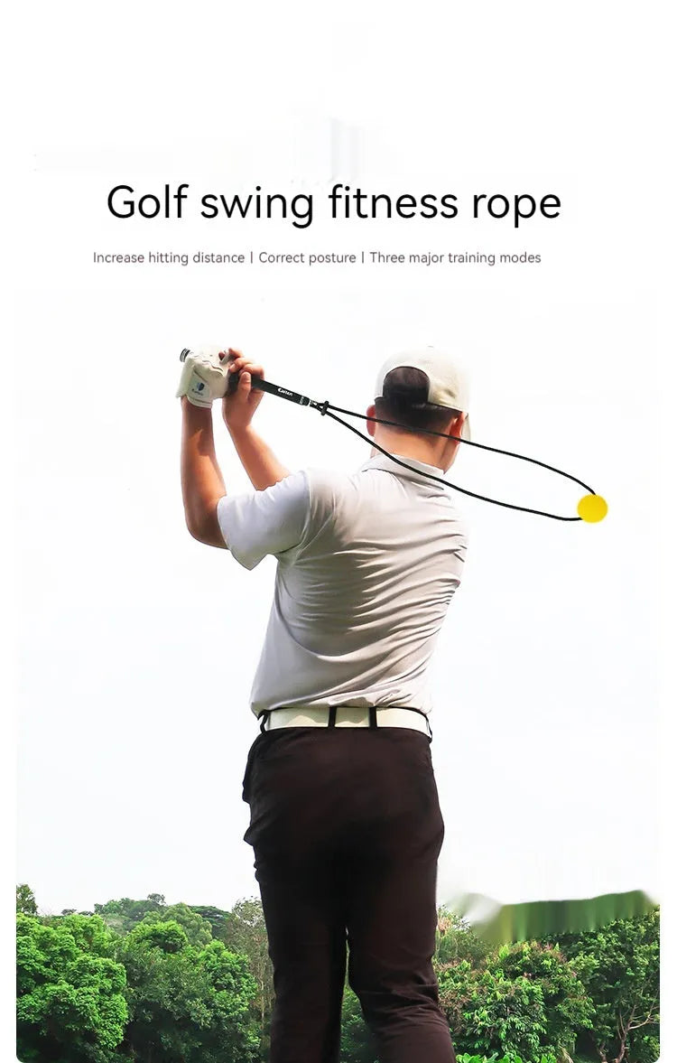 Black silicone elastic golf swing practice rope training aid for physical correction