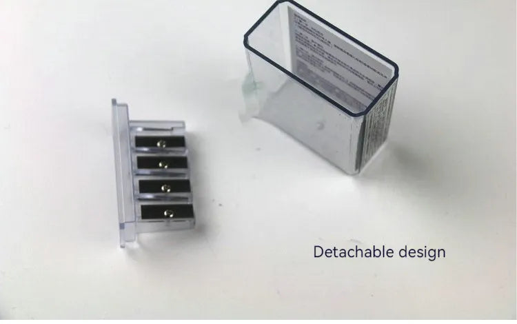 Geometric four-hole pencil sharpener with plastic construction for art and sketching