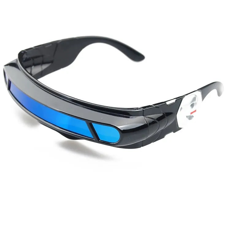 Black full rim sports sunglasses with polarised mercury-tinted lenses.