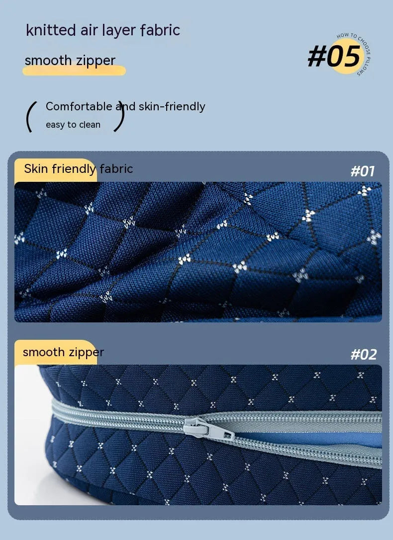 Heart-shaped dark blue jacquard memory foam leg pillow for adult sleeping support