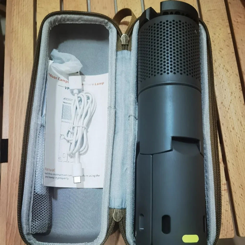Outdoor camping portable LED light in off white and dark grey colour options with button switch