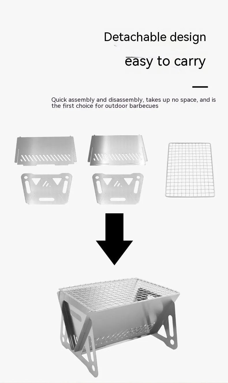 Large stainless steel folding barbecue oven for 1-2 people with storage bag