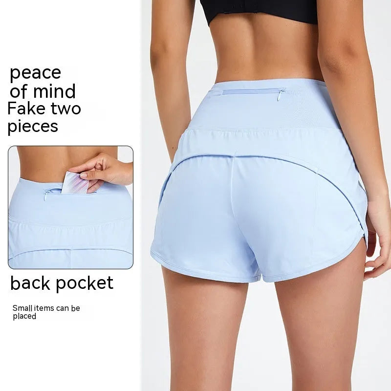 Women's high waist fitness shorts in quick-drying nylon fabric for summer sports