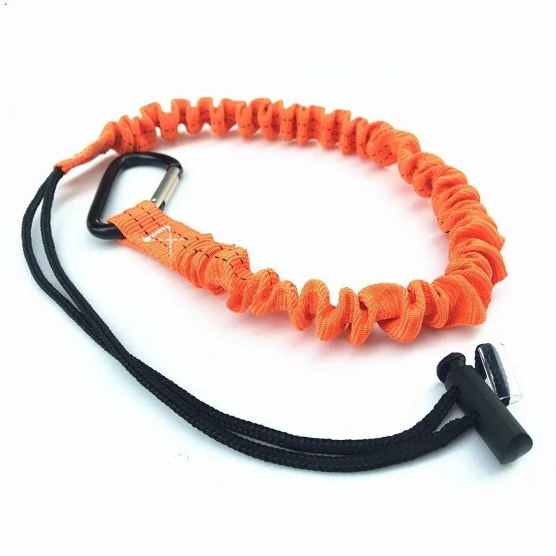 Orange fishing rod safety rope showing 90cm length with connection loops