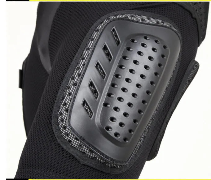 Black cycling hip protection pants showing hip padding areas and four size options