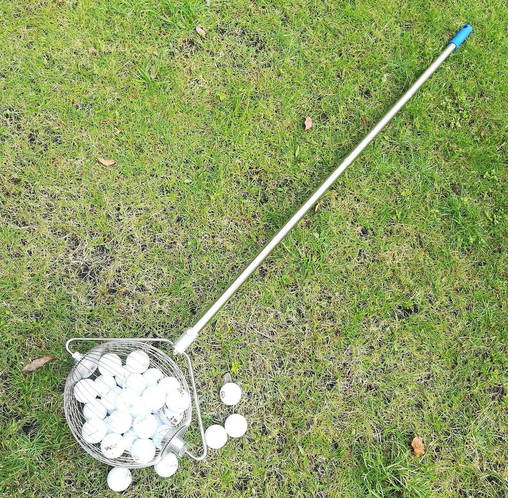 Stainless steel golf ball picker with metallic finish for retrieving balls