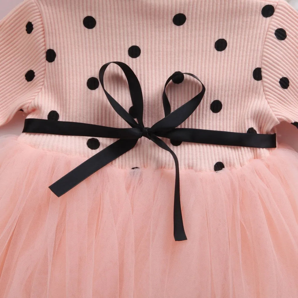 Baby girls long sleeve lace tutu dress in black, pink or white colours for birthdays and christenings