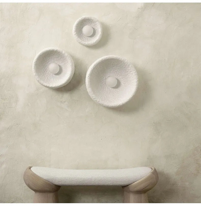 Japanese-style modern wall lamp with resin shade in three diameter sizes: 20cm, 26cm, and 32cm