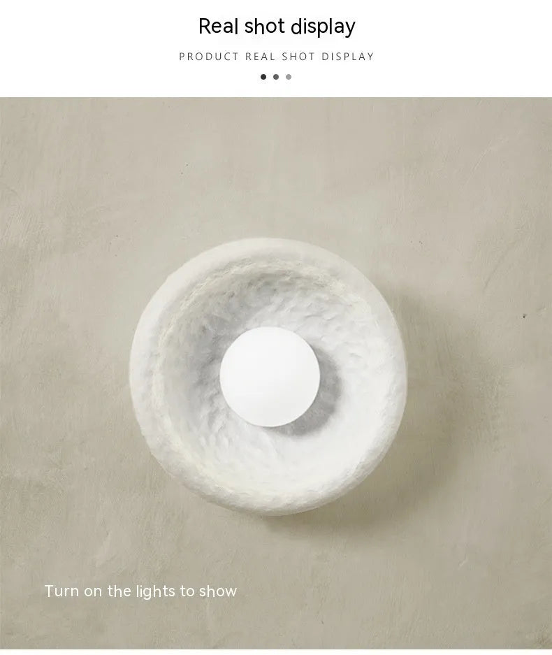 Japanese-style modern wall lamp with resin shade in three diameter sizes: 20cm, 26cm, and 32cm