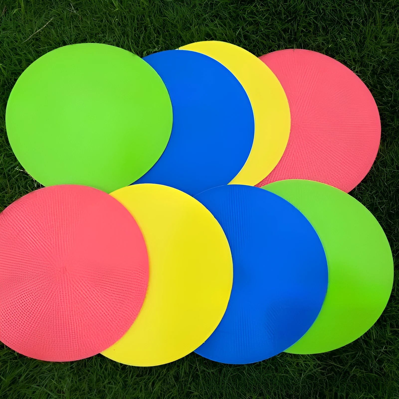 Soft yellow TPE football training landmark pad, a flat 23cm disc for field marking.