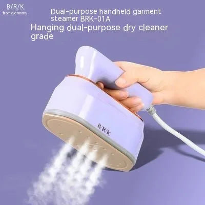 Portable foldable steam iron in light purple colour with ceramic base plate and international voltage compatibility
