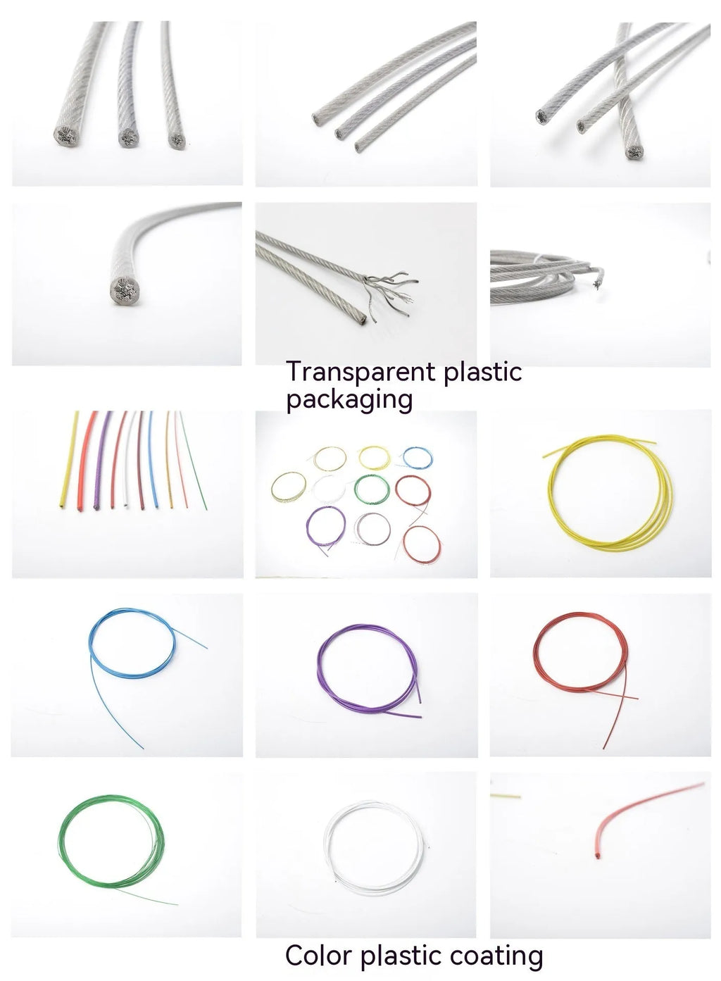 304 stainless steel security cable with double twist multi-strand construction showing flexible coiled form