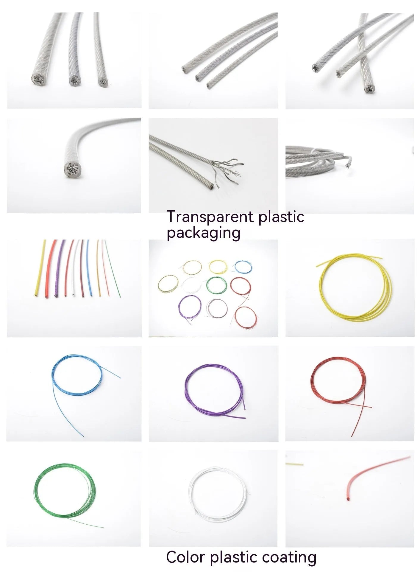 304 stainless steel security cable with double twist multi-strand construction showing flexible coiled form
