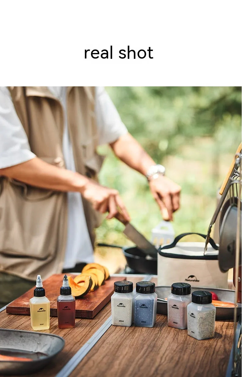 Naturehike portable six-piece plastic seasoning bottle set for outdoor camping and picnics