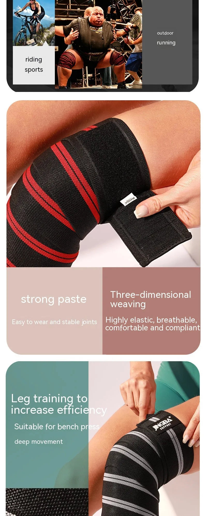 Adjustable sports knee pad for weightlifting and cycling, shown in blue colour.