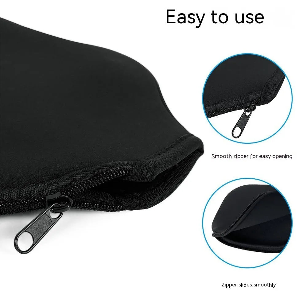 Black neoprene protective sleeve for a table tennis racket or paddle