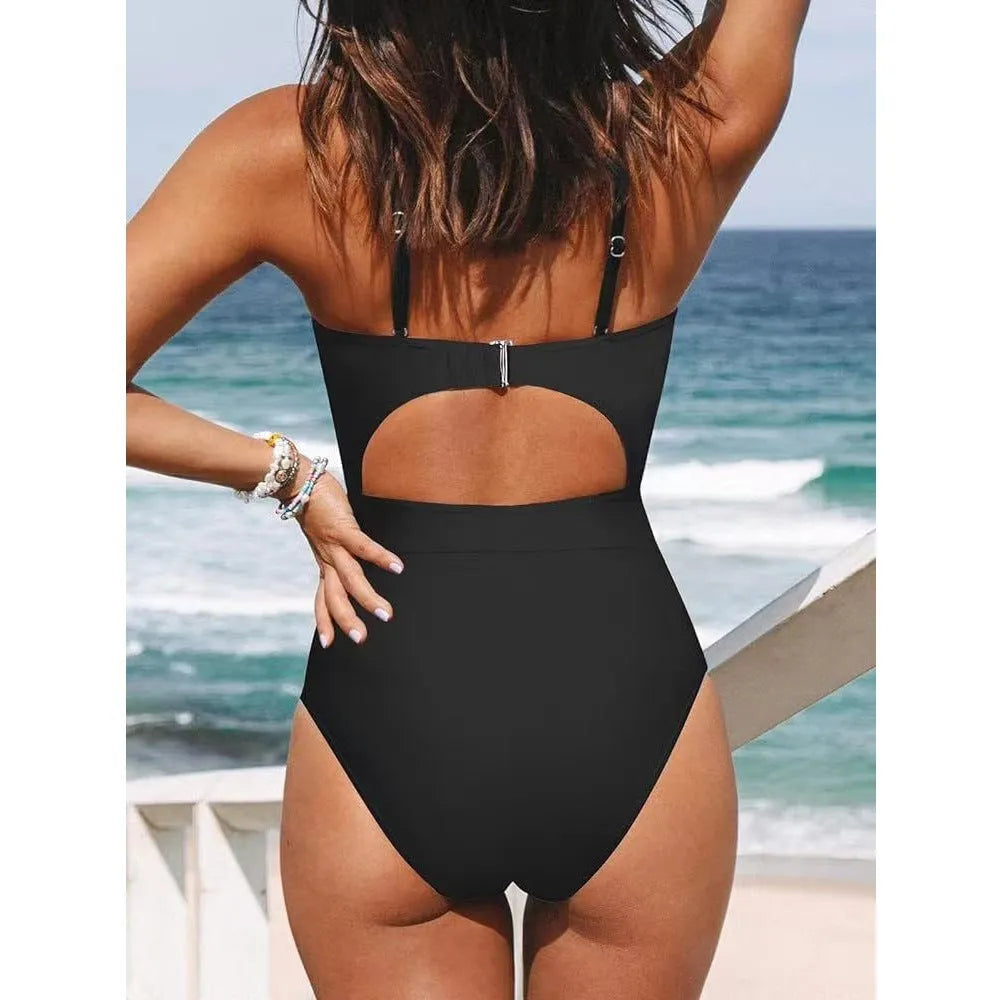 Women's backless cross design one-piece swimsuit in polyester spandex fabric