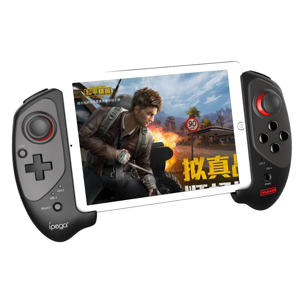 Red telescopic gamepad controller with Bluetooth connectivity for Android iOS and PC devices
