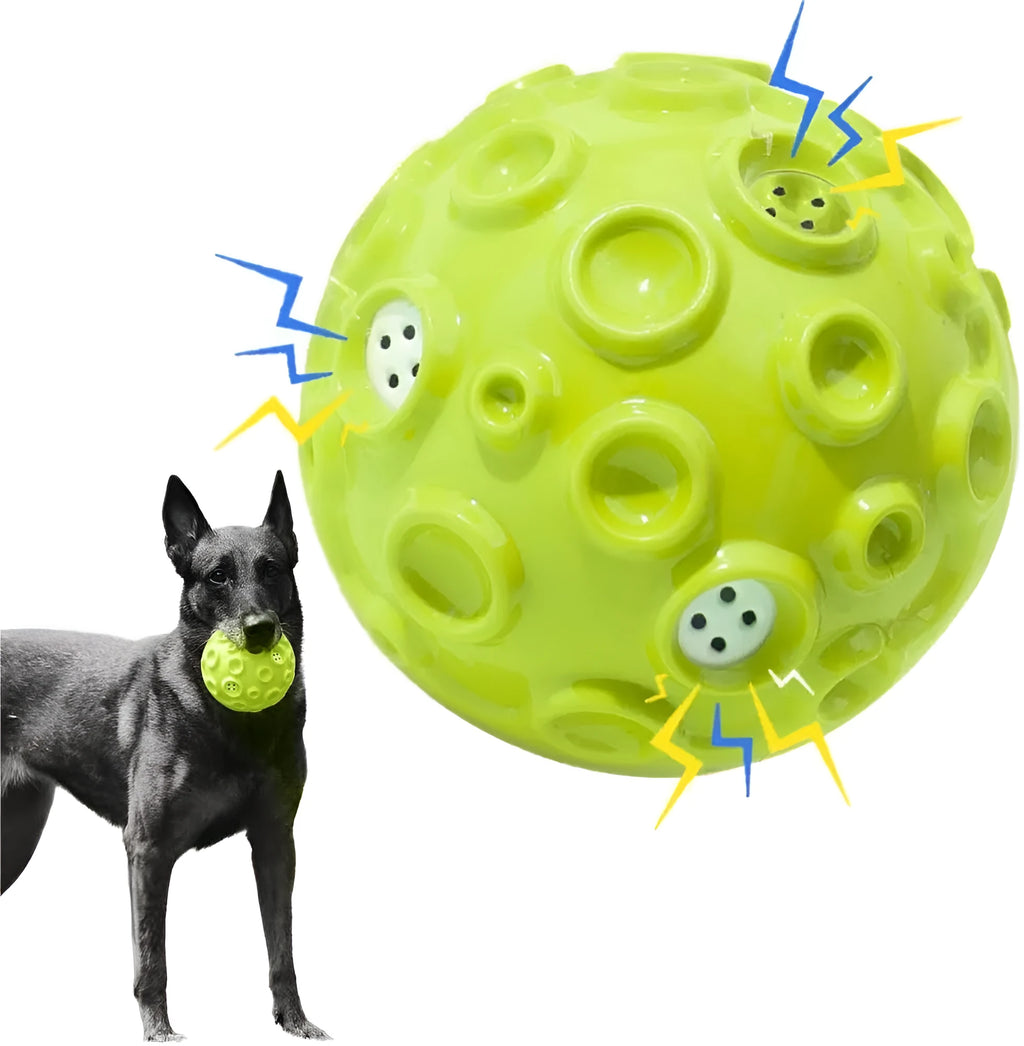 Coloured rubber dog ball with textured surface for aggressive chewers and teeth cleaning