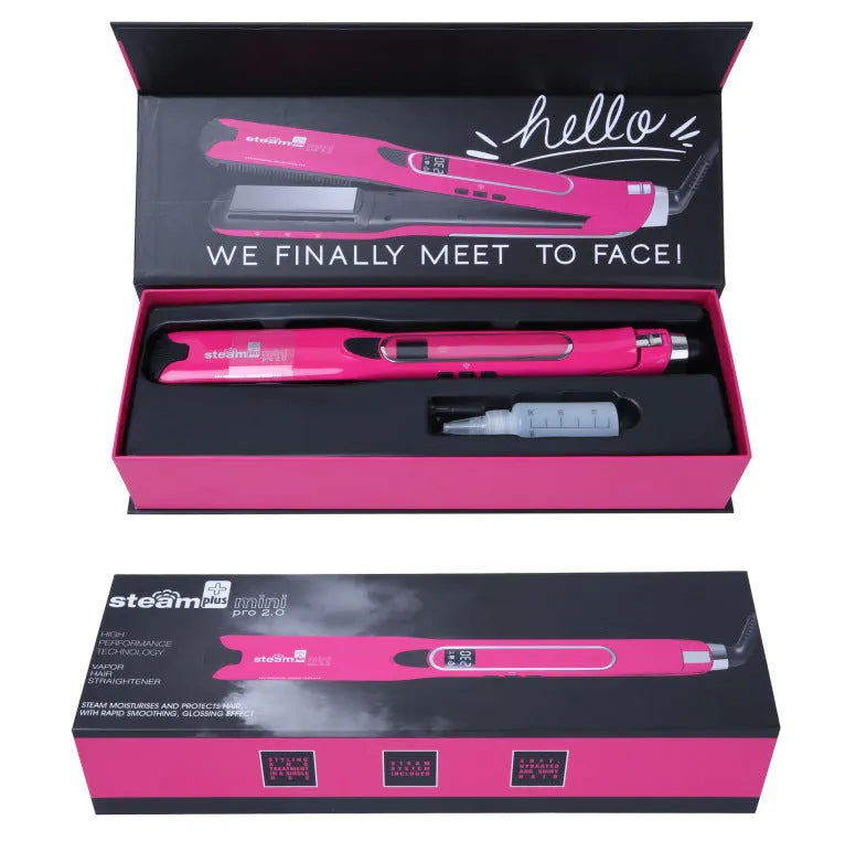 Mini steam splint spray hair straightener in champagne colour with European plug