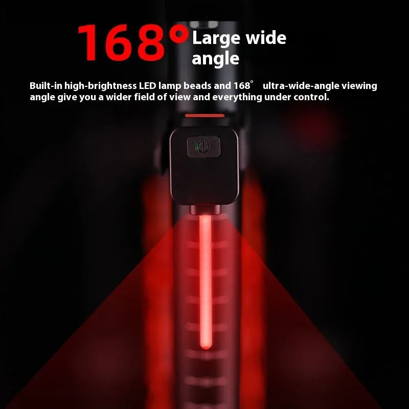 Bicycle rear light with running water LED effect mounted on seat tube