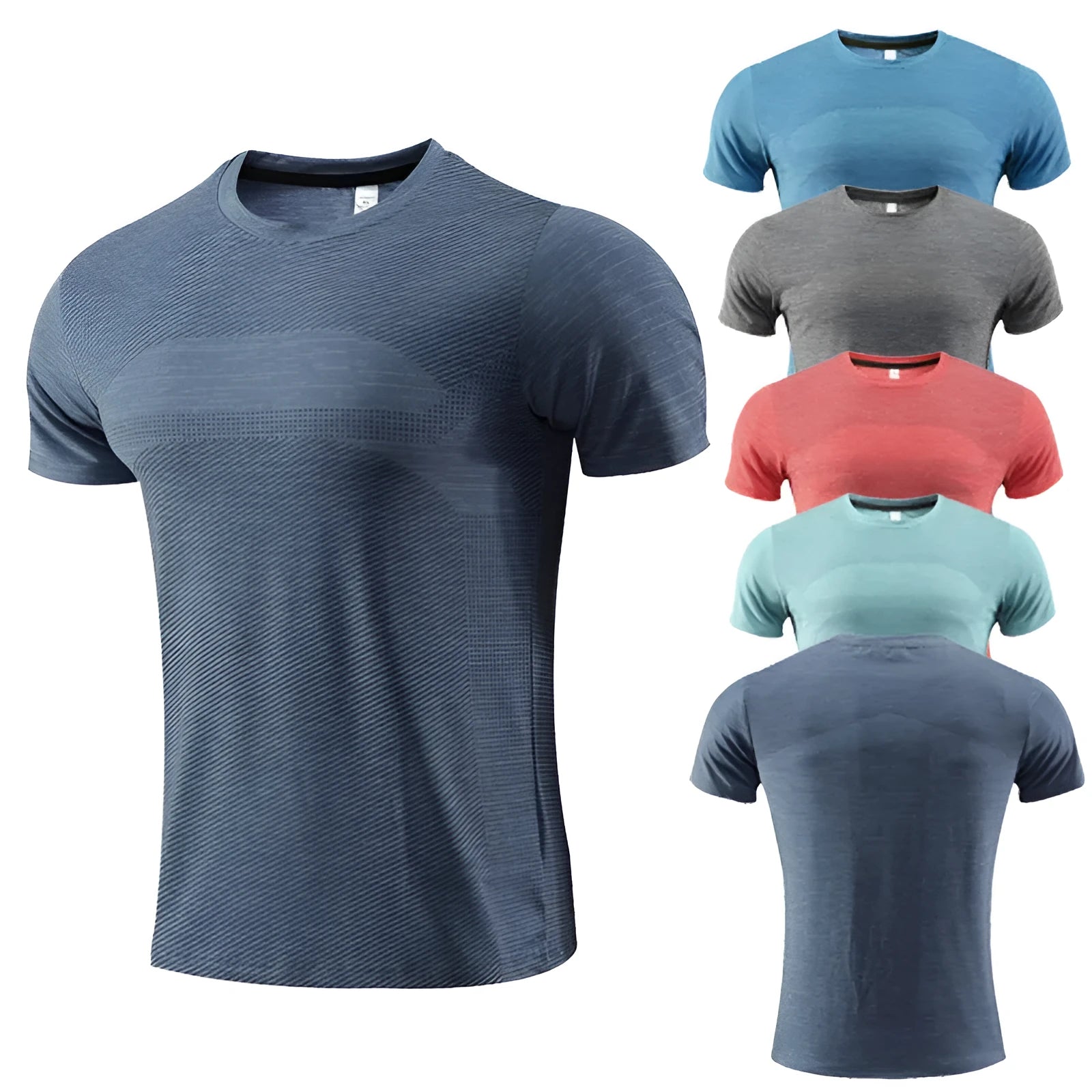 Short sleeved red running t-shirt for sports, made from polyester spandex fabric.