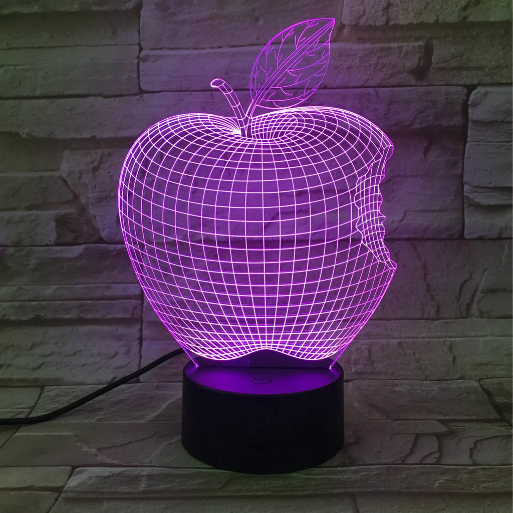 3D fruit decorative night light with colourful LED illumination and acrylic shade