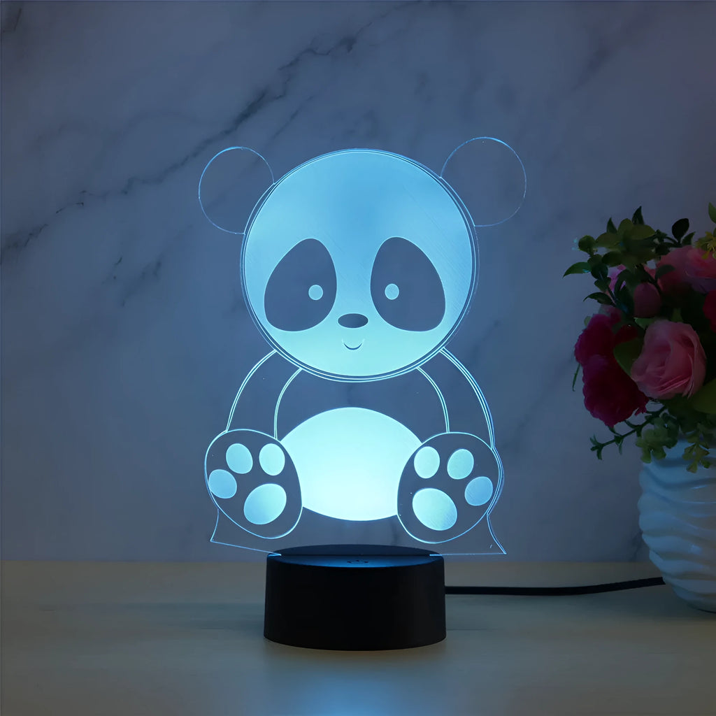 Panda 3 remote control night light with seven colour options and touch controls