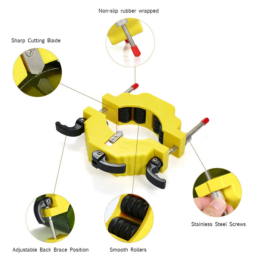Yellow DIY bottle cutter for cutting glass bottles between 50mm and 120mm in diameter