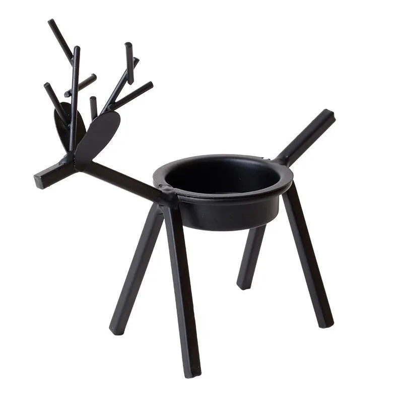 Iron Christmas deer candlestick holder with elk bracket design for festive decoration
