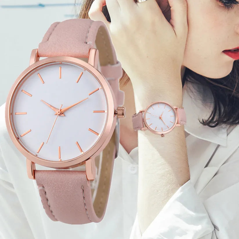 35.5mm square alloy case quartz watch with PU leather strap in various colours.