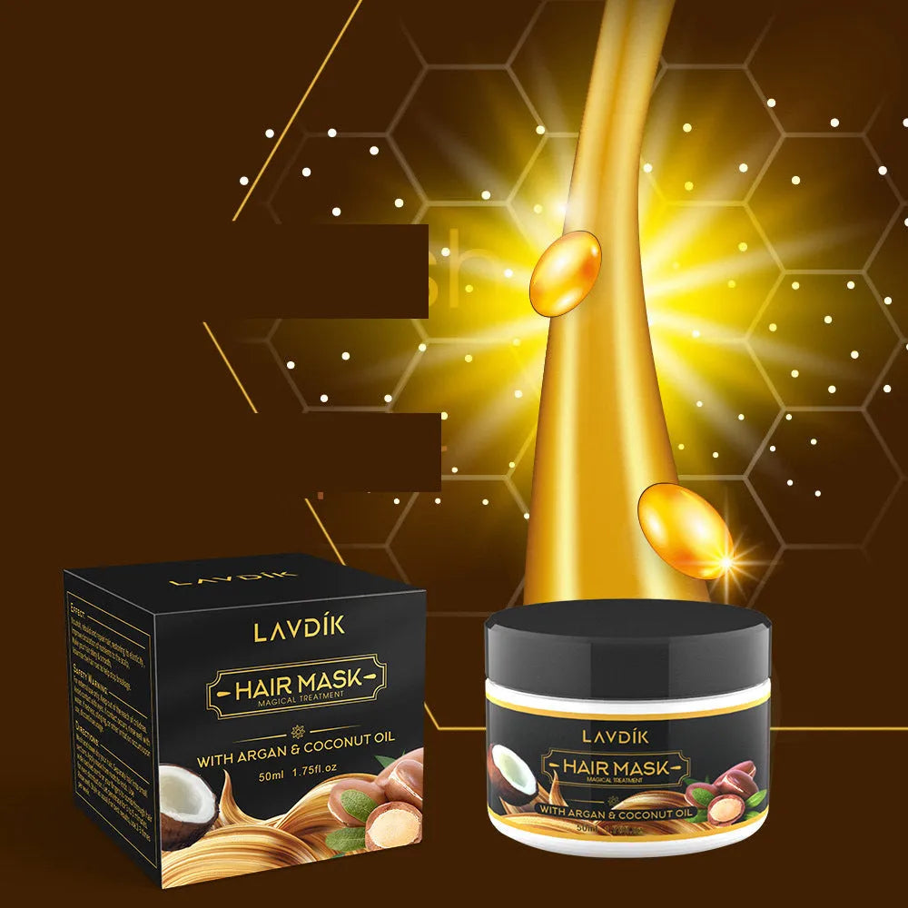 Nourishing hair mask conditioner in 50ml tube with floral fragrance for deep repair and frizz control