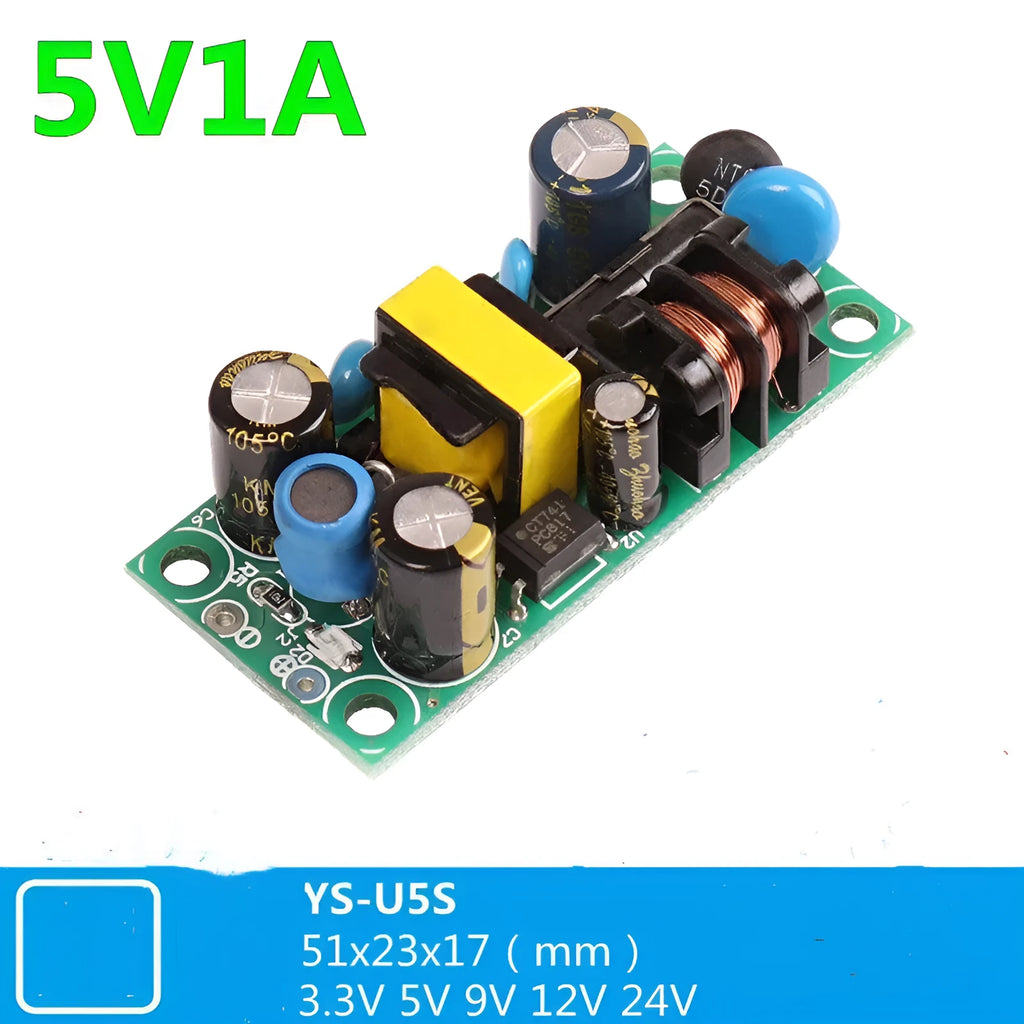 YS-U5S switching power board module with metal housing showing electrical connection points
