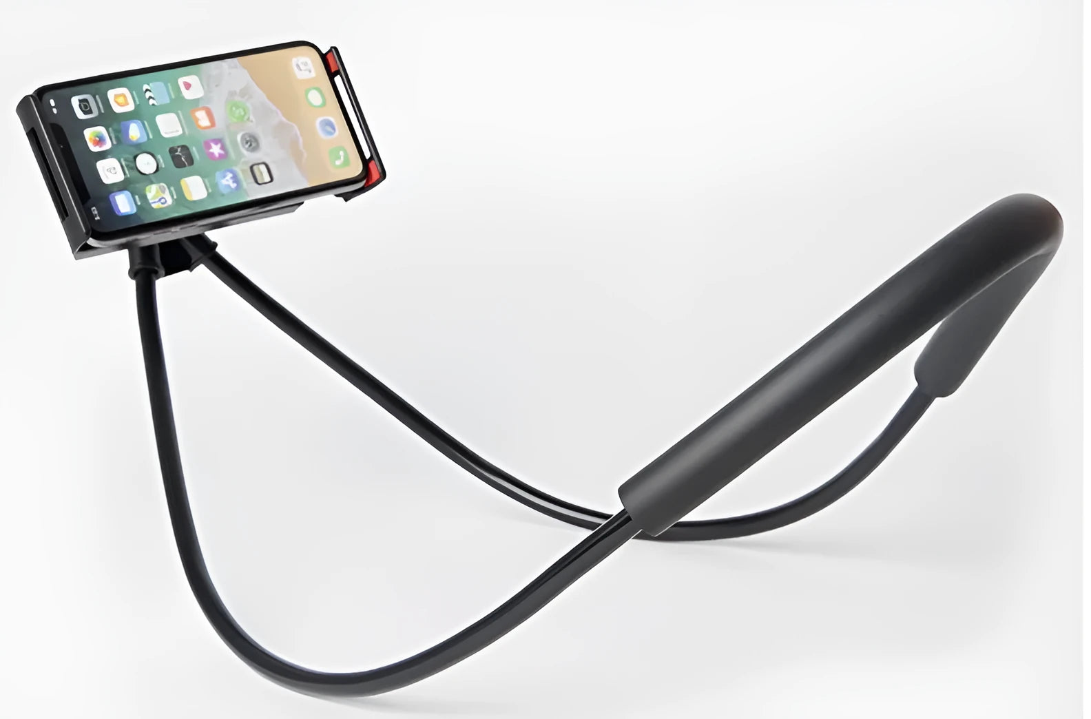 Universal mobile phone neck holder in various colours with 360-degree rotating clamp