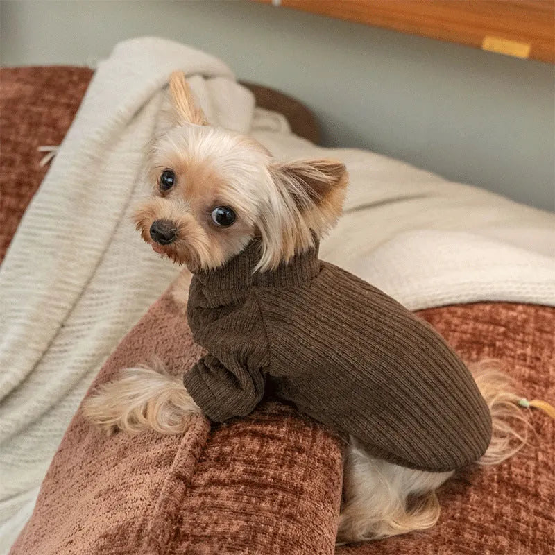 Light brown pet elastic moisture-proof sweater for small to medium dogs