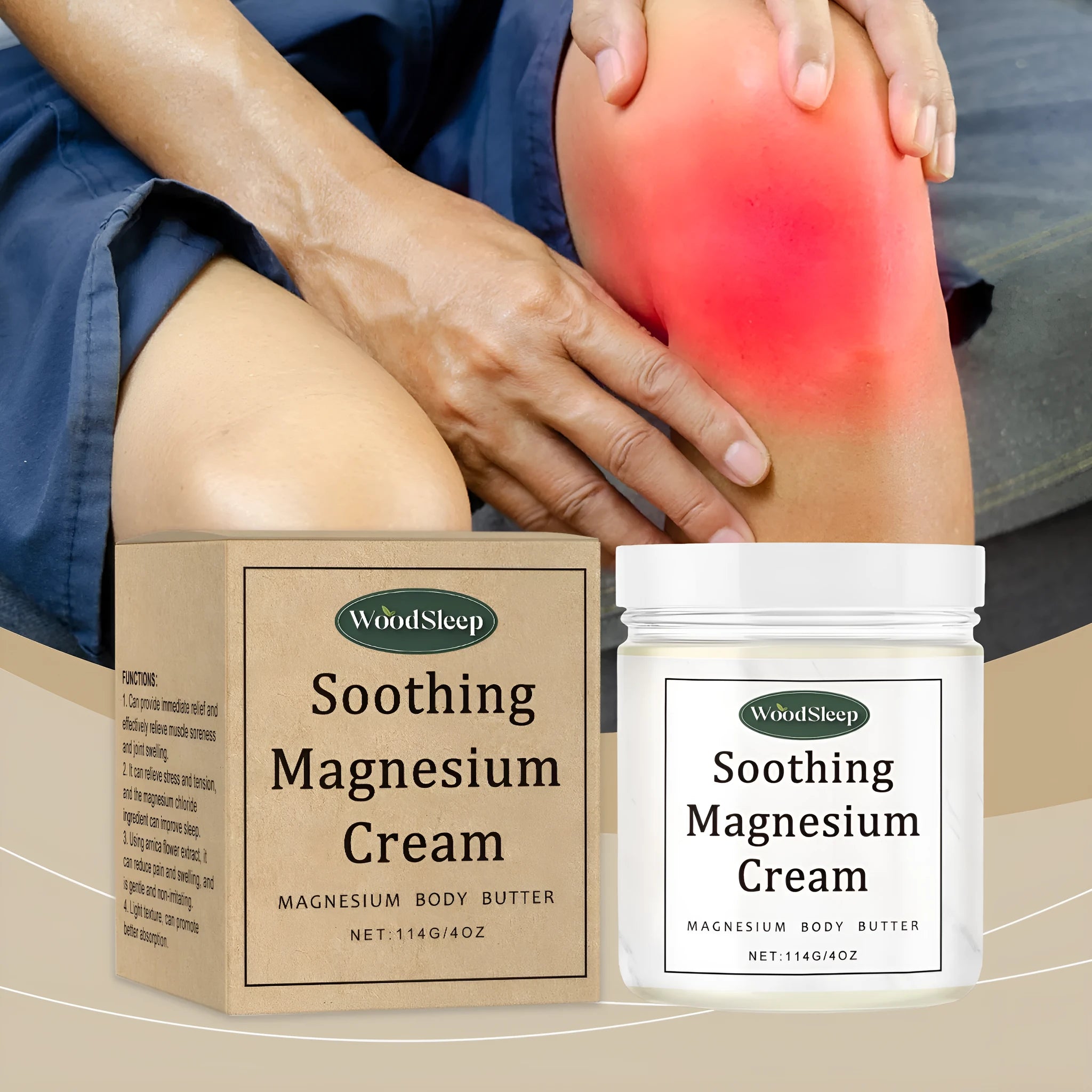 114g jar of magnesium cream for body care after exercise containing DNA magnesium