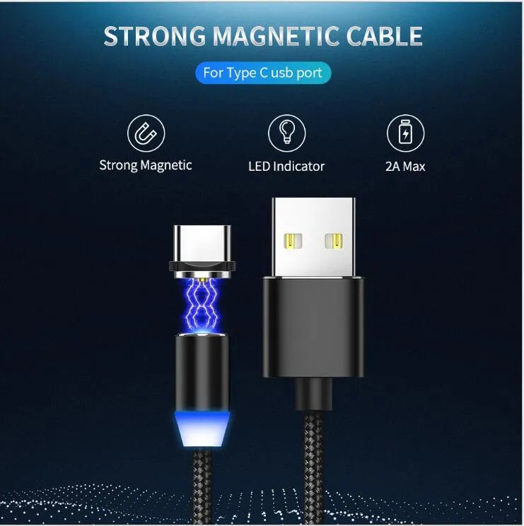 YBD 1m magnetic LED charging cable with cotton braided design and aluminium connector for Apple iPhone compatibility