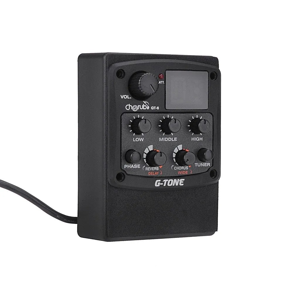 Cherub GT-6 black acoustic guitar EQ pickup unit with controls for effects and equaliser