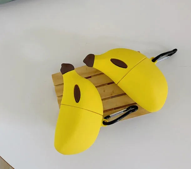 Yellow banana silicone protective case for AirPods Pro and AirPods 3 wireless headphones