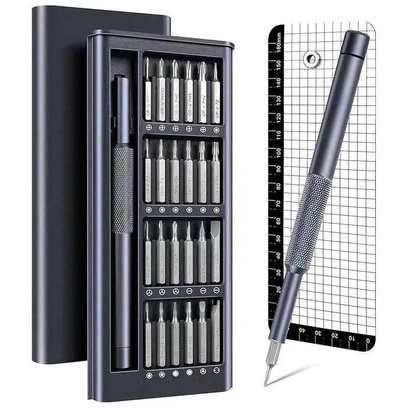 25-in-one magnetic screwdriver set with chrome vanadium steel shafts and ABS handles
