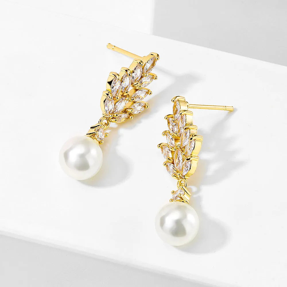 Geometric flower earrings with micro zircon detailing in gold, platinum or rose gold plating