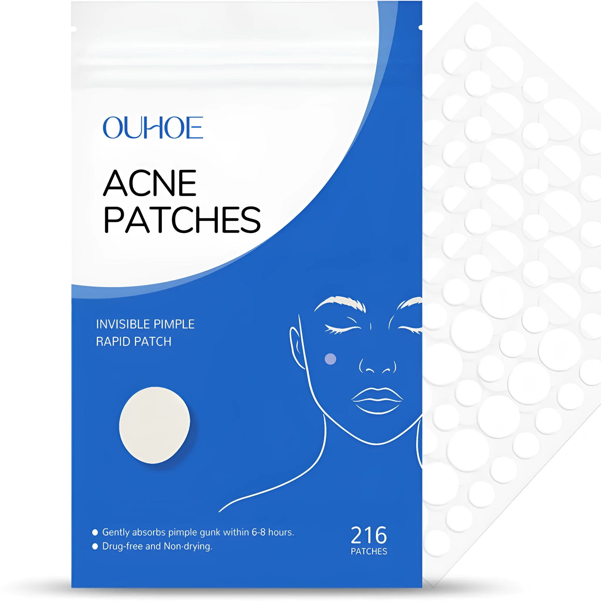Pack of 216 clear acne patches for spot treatment with tea tree oil and vitamin E