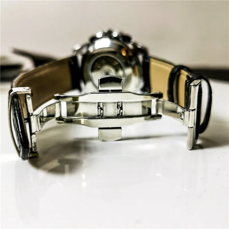 Men's automatic mechanical watch with 12mm thickness in various colour combinations