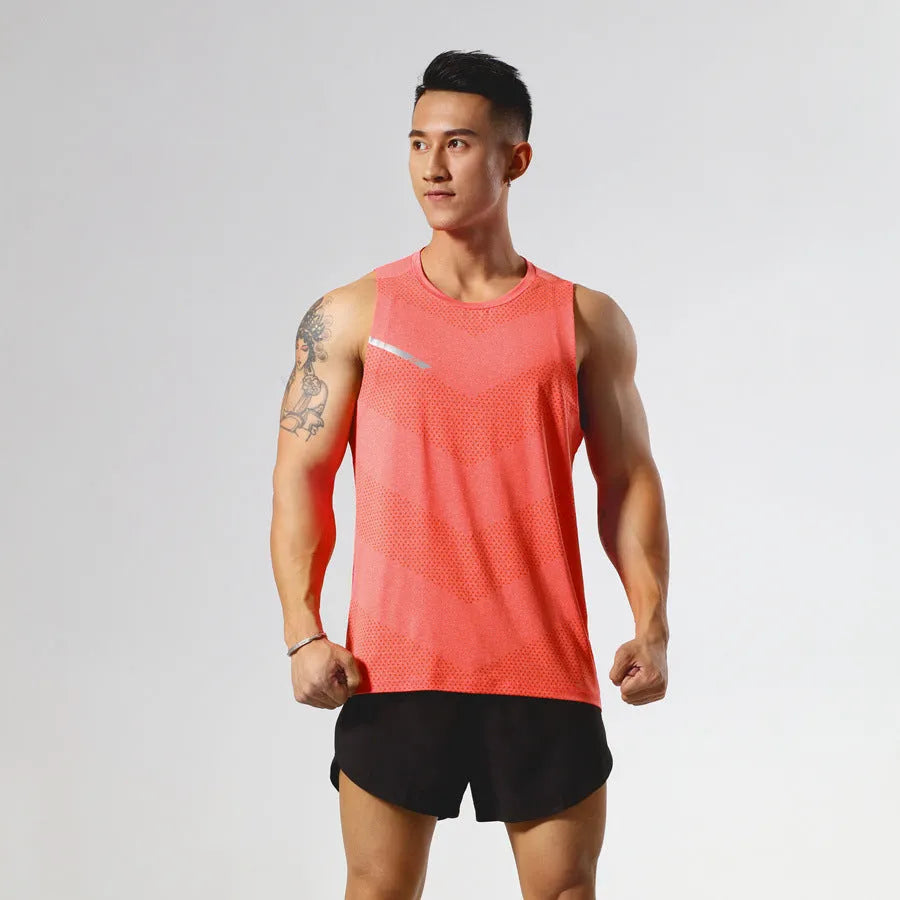 Men's solid colour quick-drying sports tank top for summer outdoor activities.